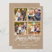 ブラシスクリプトハッピーホリデー4フォトクラフト シーズンカード (正面/裏面)