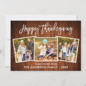 ブラシスクリプトハッピー感謝木材3写真 シーズンカード (正面)