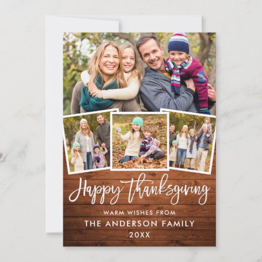 ブラシスクリプトハッピー感謝木材4枚 シーズンカード (正面)