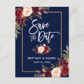 ブラシスクリプトバーガンディフローラ日付の保存 案内ポストカード (正面)