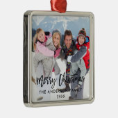 ブラシスクリプトファミリーフォトメリークリスマスsq メタルオーナメント (右)