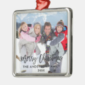 ブラシスクリプトファミリーフォトメリークリスマスsq メタルオーナメント (左)