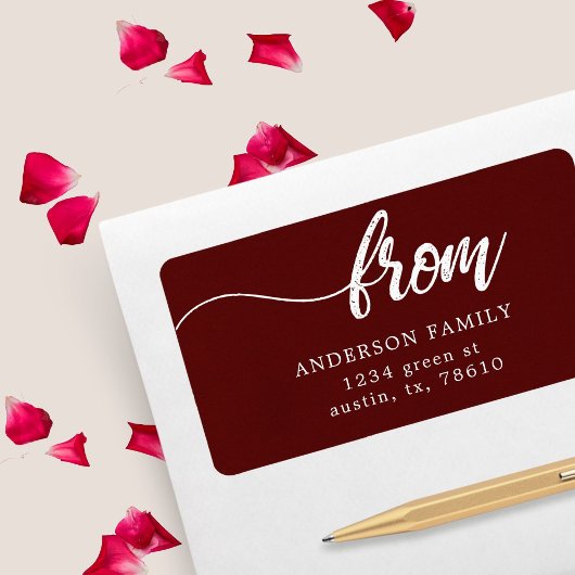 ブラシスクリプトファミリ名ブルゴーニュ差出人住所 ラベル