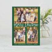 ブラシスクリプトフォトグリーンメリークリスマスカードSB 招待状 (スタンド正面)