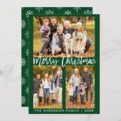 ブラシスクリプトフォトグリーンメリークリスマスカードSB 招待状 (正面/裏面)