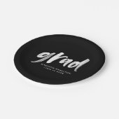 ブラシスクリプトブラックの卒業 ペーパープレート (アングル)