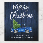 ブラシスクリプトブルーウッドクリスマスヴィンテージトラック ワインラベル (シングルラベル)