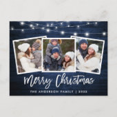 ブラシスクリプトブルーウッドライト3フォトクリスマス ポストカード (正面)