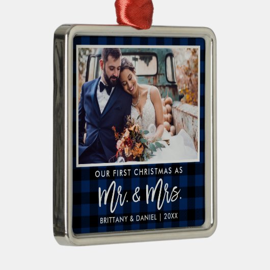 ブラシスクリプトブループレイド初めてのクリスマスミセス メタルオーナメント (右)