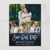 ブラシスクリプトブルー救ウッド日付4写真 ポストカード (正面)