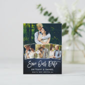 ブラシスクリプトブルー救ウッド日付4写真 ポストカード (スタンド正面)