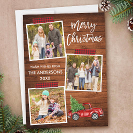 ブラシスクリプトプレイドクラフトテープウッドトラッククリスマス シーズンカード