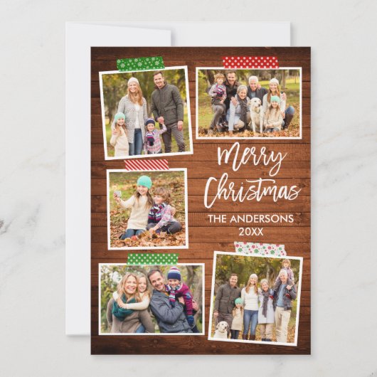 ブラシスクリプトメリークリスマスウッドクラフトテープ シーズンカード (正面)