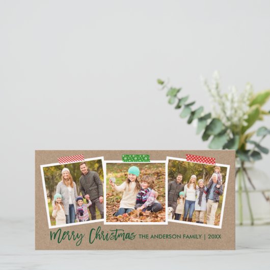 ブラシスクリプトメリークリスマスクラフトテープクラフトワイド シーズンカード (スタンド正面)