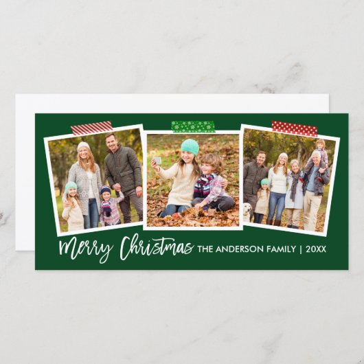 ブラシスクリプトメリークリスマスクラフトテープグリーンワイド シーズンカード (正面/裏面)