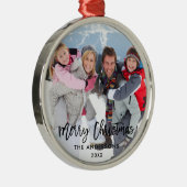 ブラシスクリプトメリークリスマスファミリーフォト メタルオーナメント (右)