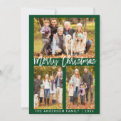 ブラシスクリプトメリークリスマスフォトグリーン シーズンカード (正面)