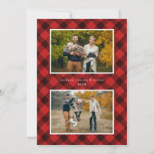 ブラシスクリプトメリークリスマスレッドプレイド3写真 シーズンカード (裏面)