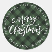 ブラシスクリプトメリー休日差出人住所ラベル ラウンドシール (正面)