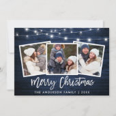 ブラシスクリプトライトブルーウッド3フォトクリスマス シーズンカード (正面)