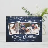 ブラシスクリプトライトブルーウッド3フォトクリスマス シーズンカード (スタンド正面)