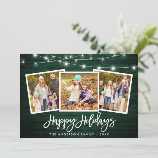 ブラシスクリプトライト素朴グリーン木材3写真 シーズンカード (スタンド正面)