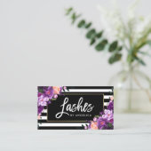 ブラシスクリプトラッストライプのシュ紫フローラ 名刺 (スタンド正面)