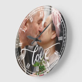 ブラシスクリプトラブカスタム写真ローマ数字 ラージ壁時計 (傾斜)