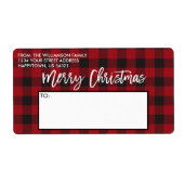 ブラシスクリプトレッドバッファロープレイドクリスマスメール ラベル (正面)