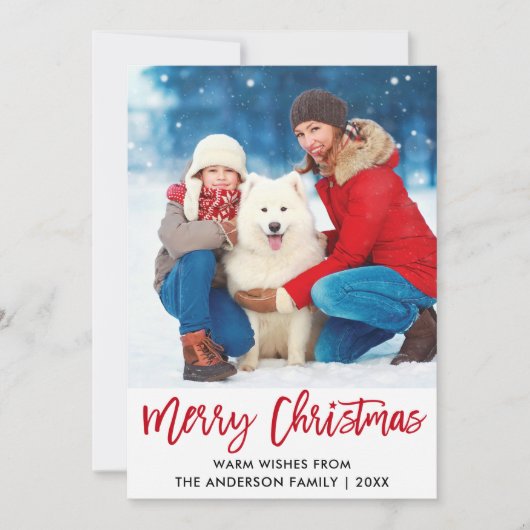 ブラシスクリプトレッドメリークリスマススター写真 シーズンカード (正面)