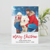 ブラシスクリプトレッドメリークリスマススター写真 シーズンカード (スタンド正面)