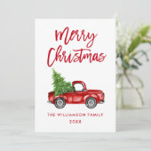 ブラシスクリプトレッドヴィンテージトラッククリスマスカードSB 招待状 (スタンド正面)