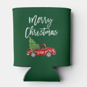 ブラシスクリプトヴィンテージトラッククリスマスツリーグリーン 缶クーラー (裏面)