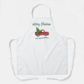 ブラシスクリプトヴィンテージトラッククリスマスツリーホワイト エプロン (正面)