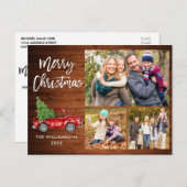 ブラシスクリプトヴィンテージトラック3フォトクリスマスウッド ポストカード (正面/裏面)