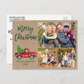 ブラシスクリプトヴィンテージトラック3フォトクリスマスクラフト ポストカード (正面/裏面)