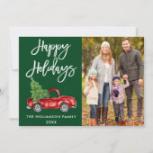 ブラシスクリプト休日ヴィンテージトラックフォトグリーン シーズンカード (正面)