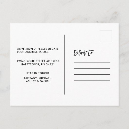 ブラシスクリプト住所の変更ヴィンテージレッドトラック ポストカード (裏面)