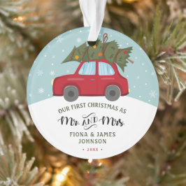ブラシスクリプト初めてのクリスマスレッドカー オーナメント