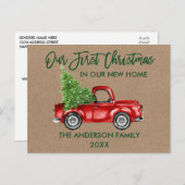 ブラシスクリプト初めてのクリスマス新規ホームトラッククラフト ポストカード (正面/裏面)