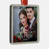 ブラシスクリプト初めてのクリスマスMr.ミセス結婚スのSq メタルオーナメント (右)