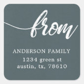 ブラシスクリプト差出人住所ファミリースチールブルー スクエアシール (正面)