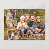 ブラシスクリプト幸せな感謝祭の家族4写真 ポストカード (正面)