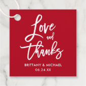 ブラシスクリプト感謝していの愛と結婚赤 フェイバータグ (正面)