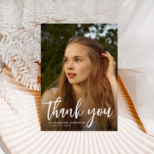 ブラシスクリプト感謝してい卒業あなたのフォトカード サンキューカード