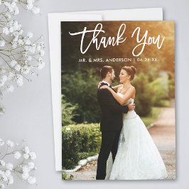 ブラシスクリプト新郎結婚の写真 サンキューカード