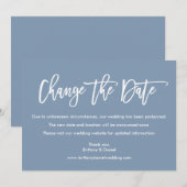 ブラシスクリプト日付の変更ダスティブルーカード セーブザデート (正面/裏面)