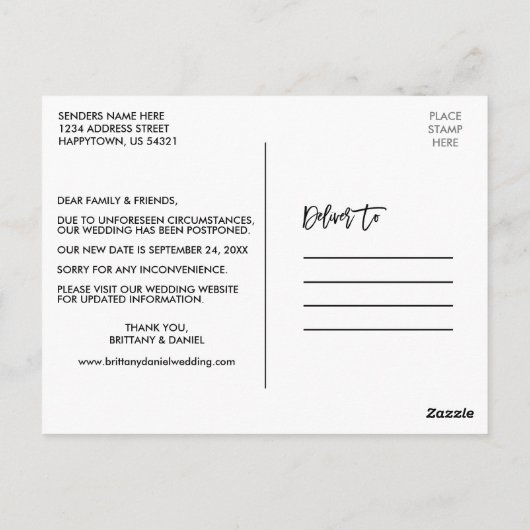 ブラシスクリプト日付を変更する新しい日付3写真 ポストカード (裏面)