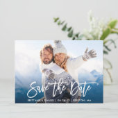 ブラシスクリプト日付カップル写真Wカードの保存 セーブザデート (スタンド正面)