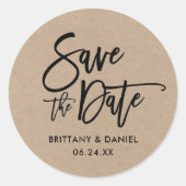 ブラシスクリプト日付Kraft封筒用シールの保存 ラウンドシール (正面)